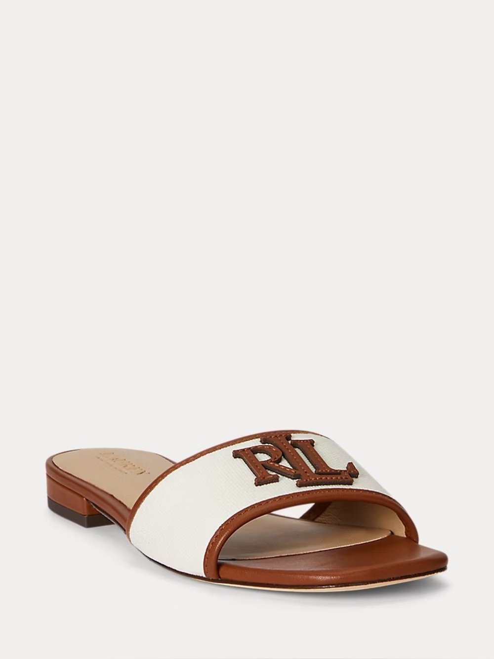 NEW LAUREN RALPH LAUREN EVERLEY LEATHER TRIM SLIDE SANDALS 5.5 - Picture 2 of 11